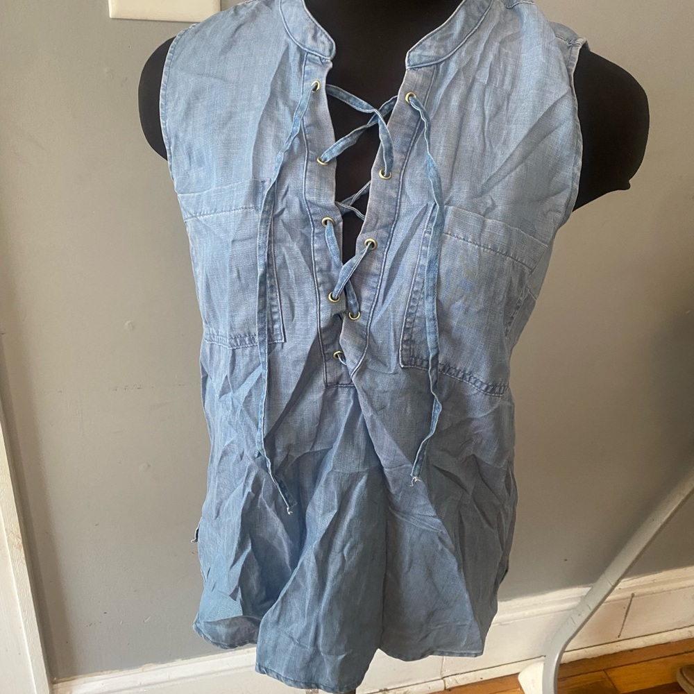 Guess denim tank top with drawstring